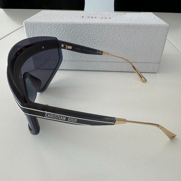 CHRISTIAN DIOR DIORCLUB M2U 31B8 MASK SILVER MIRROR BLUE DIOR lOGO SUNGLASSES. - Picture 7 of 17